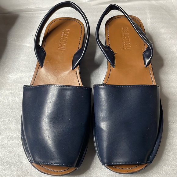 Kenneth Cole Reaction Shoes - Kenneth Cole Reaction Fine Glass Welt Sandal Slingback Navy Blue Size 7.5
